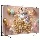 Unicorn Birthday Backdrop Adorable Unicorn Birthday Party Decorations Photography Background Banner Pastel Unicorn Fairy for Girls Women Princess Unicorn Photo Booth Props 70.8 x 43.3 Inch