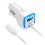 iPhone Car Charger, [Apple MFI Certified] Lighting Car Charger for iPhone 6S / 6S Plus, 6, 6 Plus, SE, 5, 5S, iPad Pro, Air 2, Mini 3 ,with Extra USB Port (White)