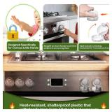 TENGYYY Stove Knob Safety Covers 5-Pack - Childproof and Pet Proof Locks for GasElectric Ovens, Heat-Resistant Clear Guards, Easy Damage-Free Install (Transparent White)