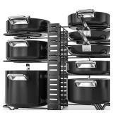 G-TING Pot Rack Organizers, 8 Tiers Pots and Pans Organizer for Kitchen Organization & Storage, Adjustable Pot Lid Holders & Pan Rack, Lid Organizer for Pots and Pans with 3 DIY Methods