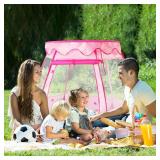 Baby Ball Pit for Toddler with 50 Balls, Pop Up Princess Tent with Star Lights for 1 2 3 Year Old Birthday Gift, 12-18 Months Baby Girl Toys with Carrying Bag, Indoor&Outdoor Play Tent for Kids