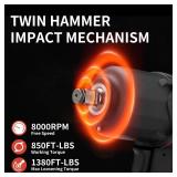 AEROPRO TOOLS 1/2-Inch Composite Air Impact Wrench(A315), Twin Hammer, 1380FT-LBS Max Loosening Torque, 8000RPM, Pneumatic Impact Gun, for Auto Repair, Tire Shop (Lightweight Housing)