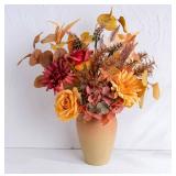 LUEUR Artificial Sunflower with Vase, Artificial Fall Flowers for Decoration, Autumn Faux Gerber Daisy Flowers Arrangement in Vase Suitable for Home Living Room Fall Decor Table Centerpieces