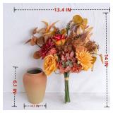 LUEUR Artificial Sunflower with Vase, Artificial Fall Flowers for Decoration, Autumn Faux Gerber Daisy Flowers Arrangement in Vase Suitable for Home Living Room Fall Decor Table Centerpieces