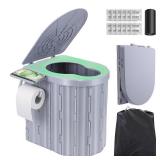 Sckee Camping Toilet, Portable Toilet for Adults, Portable Travel Folding Toilet with Lid and Paper Holder, Compact Potty for Car, Camp Toilet Portable Toilet for Camping, Hiking,Truck, RV, Beach
