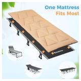 KingCamp Cot Mattress, Portable Lightweight Camping Sleeping Mat Soft Comfortable Non-Slip Cot Pad for Camp Cot, RV Bunk & Twin Beds (75\" x 25\" x 1.2\", Khaki)