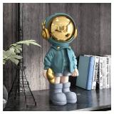 Dosker Astronaut Statues Spaceman Sculpture Polyresin Arts Gifts Light Blue Figurine Ornament Room Decor for Men,Home and Crafts Desktop Accessories Tabletop Decoration, Living Room, Office, Bookshelf