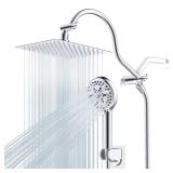 Hibbent All Metal CUPC Certified Shower Head, 8ftft High Pressure Rainfall Shower Head, Handheld Showerhead Combo, 12ftft Adjustable Extension Arm, 10 Sprays, 71ftft Shower Hose, Showerhead Holder, Ch