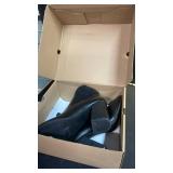 Coutgo Womens Pointed Toe Ankle Boots Elastic Chunky Block Stacked Mid Heel Comfortable Chelsea Booties Shoes size 9