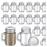 12 Pcs Tessco for you Glass Salt and Pepper Shakers Clear Mason Jar Mini Salt Shakers for Kitchen with Metal Lid and Handles for Kitchen Table Drinkware Home Accessories (4 oz,Silver)