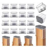 24 Pcs Chair Leg Floor Protectors Rectangle, Silicone Felt Furniture Leg Pads Caps Covers for Hardwood Floors (Fit Perimeter 5\ to 5?78\in)in