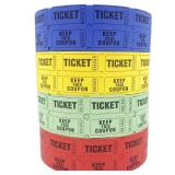 Yuanhe Raffle Tickets Double Roll - 8000 Total 5050 Raffle Tickets for Events, Entry, Class Reward, Fundraiser, Carnivals, Door Prizes, Color Red Yellow Blue and Green