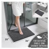 Yimobra Bathroom Rugs Non Slip Washable 32x20 Inch - Ultra Soft Absorbent Chenille Bath Mat, Quick Dry Shaggy Floor Carpet for Tub Shower, Dark Gray Home Decor Accessories