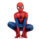 Marvel Spider-Man Official Youth Deluxe Zentai Costume - Deluxe Two-Way Stretch Spandex with Invisible Zippers and Wrist Openings for Added Convenience (S) Multi