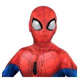 Marvel Spider-Man Official Youth Deluxe Zentai Costume - Deluxe Two-Way Stretch Spandex with Invisible Zippers and Wrist Openings for Added Convenience (S) Multi