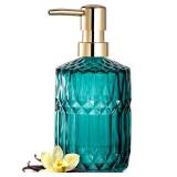 EMPO Clear Glass Soap Dispenser with ABS Plastic Pump, Crystal Lotion Dispensers for Kitchen Sink, Bathroom (Ocean Teal)