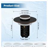 iFealClear Upgraded 4-in-1 Bathroom Sink Drain Strainer, Universal Pop Up Sink Stopper with 2-Layer Detachable Hair Catcher Filter Basket, Drain Stopper Fit 1.1\"-2.36\" US Basin, Oil Rubbed Bronze