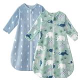 Yoofoss Baby Sleep Sack 12-18 Months, Long Sleeve Sleep Sack 1.5 Tog, Fleece Baby Wearable Blanket with 2-Way Zipper, Soft Warm