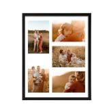 PHAREGE 5 Openings 4x6 Picture Frame Collage Black, 11x14 Poster Frame, Display Family Wedding Photos Horizontal or Vertical on The Wall