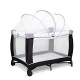 Beberoad Love Portable Playard Cover  Breathable Mosquito Net with 2-Way Zipper for Travel Cribs and Playpens (White)