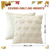 OTOSTAR Fall Throw Pillow Covers 24x24 Inch Set of 2 Pumpkin Autumn Harvest Decorations Pillowcases Soft Plush Faux Fur Wool Couch Cushion Covers for Home Bed Decor Thanksgiving Gifts (Cream Beige)
