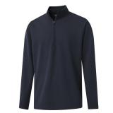 M MAELREG Mens Pullover Quarter Zip Sweatshirt Mock Neck Solid Athletic Sport Golf Half Zip Pullover for Men Navy