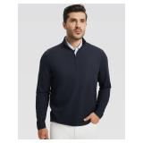 M MAELREG Mens Pullover Quarter Zip Sweatshirt Mock Neck Solid Athletic Sport Golf Half Zip Pullover for Men Navy