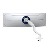 BEWISER Heavy Duty Monitor Arm Mount for 34-49 inches and Ultra 57 inches Screens,Weight Capacity Up to 44 lbs,Full Motion Height Swivel Adjustable Monitor Arm(White)