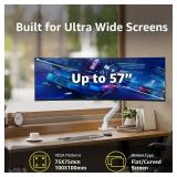 BEWISER Heavy Duty Monitor Arm Mount for 34-49 inches and Ultra 57 inches Screens,Weight Capacity Up to 44 lbs,Full Motion Height Swivel Adjustable Monitor Arm(White)