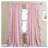 StangH Kids Curtains for Bedroom, French Romantic Style Ruffled Blush Curtains Soft Smooth Faux Silk Window Curtain Drapes for Girls/Nursery Decor/Dressing Room, Blush Pink, W52 x L95, 2 Panels