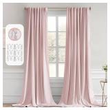 MIULEE Baby Pink Back Tab Blackout Curtains 96 Inch Long 2 Panels Set for Living Room Bedroom, Rod Pocket/Pinch Pleated Long Thermal Insulated Room Darkening Light Blocking Floor to Ceiling Drapes