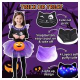 GIFTINBOX Cat Costume for Girls, Light Up Black Cat Costume, Halloween Animal Dress Up Costumes for Kids Age 3-8