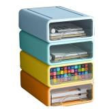 Desk Organizer with Drawers, Stackable Storage Drawers with Compartments Desktop Organization for Office Supplies, Makeup, Pencils, Tape, Erasers, Paperclips, Chargers (4 Pack)