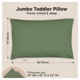 KeaBabies Toddler Pillow with Pillowcase, Jumbo 14X20 - Soft Organic Cotton Toddler Pillows for Sleeping - Machine Washable - Perfect for Travel, Toddler Bed Set (Jungle Green)