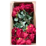 Jefuzh 50 PCS Fake Red Roses, Artificial Red Flowers Bulk Realistic Silk Faux Rose with Stems for Wedding Decoration Anniversary Bridal Bouquet DIY Floral Arrangement Romantic Home Decor Gifts