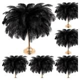 Berlune 150 Pcs Large Ostrich Feathers Bulk 12-14 Inch (30-35 Cm) Natural Ostrich Feathers Plumes for DIY Crafts Wedding Party Centerpieces Party Christmas Decorations(Black)