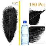 Berlune 150 Pcs Large Ostrich Feathers Bulk 12-14 Inch (30-35 Cm) Natural Ostrich Feathers Plumes for DIY Crafts Wedding Party Centerpieces Party Christmas Decorations(Black)