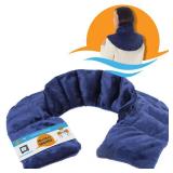 SunnyBay Microwave Heating Pad, Microwavable Heated Neck and Shoulder Wrap with Extra Coverage for Upper Back Pain Relief, Odorless Weighted Dual Purpose Cape for Moist Hot or Cold Therapy, Blue