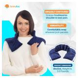 SunnyBay Microwave Heating Pad, Microwavable Heated Neck and Shoulder Wrap with Extra Coverage for Upper Back Pain Relief, Odorless Weighted Dual Purpose Cape for Moist Hot or Cold Therapy, Blue