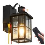 Porch Light with GFCI Outlet with Remote, Dusk to Dawn Outdoor Lighting with Outlet, Upgraded 4 Lighting Modes Motion Sensor Outdoor Lights, Waterproof Outside Lights for House Patio Garage Front Door