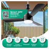 PBLALA Ceiling Fans with Lights,28\ LED Fan Light Hanging with Hook,Hook Type Ceiling Fan,Plug in Ceiling Fan Light,35W,3000-6500k,Remote Control,Portable Fan for Camping Bed,Patios,(Black)in