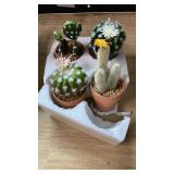 Oairse Mini Artificial Cactus Plants in Terracotta Pots 4 Pcs Potted Faux Succulents in Pots Fake Potted Plants Cactus Decor Small Artificial Plants for Home Decor Indoor Office Desk Tabletop Shelf