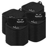 Queekay 48 Pcs Makeup Remover Cloths Reusable Washable Remover Pads Soft Microfiber Washcloths Facial Cloths Makeup Towels Holiday Gift for Women, 5 x 5 Inch(Black)