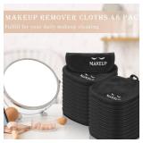 Queekay 48 Pcs Makeup Remover Cloths Reusable Washable Remover Pads Soft Microfiber Washcloths Facial Cloths Makeup Towels Holiday Gift for Women, 5 x 5 Inch(Black)