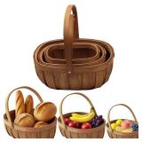3Pack Harvest Basket, Garden Baskets with Handles, Handmade Woven Fruits Vegetable Storage Serving Holder, Gift Packing Woven, Flower Girl