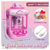 Marlrin Claw Machine for Kids, Mini Vending Machine Girls Unicorn Toys, Candy Grabber Prize Dispenser with Sound & 20 Mini Plush Toys, Electronic Arcade Game Indoor Toy for Home Party Birthday Gifts