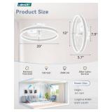 LEDIARY Ceiling Fans with Lights and Remote, 20ftft Low Profile Ceiling Fan with Light, 3000-6000K Dimmable Fandelier Ceiling Fans, Modern Flush Mount Fan Light for Bedroom with 6 Wind Speeds- White