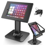 AboveTEK Anti-Theft iPad Kiosk Stand  POS iPad Security Stand and Locking Tablet Holder  Heavy Duty Base, 360° Swivel, 75° Tilt Bracket  Perfect for Retail Business (Black)