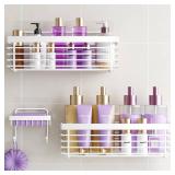 ODesign Shower Caddy 3 Pack SUS304 Stainless Steel-No Drilling-Shower Bathroom Shelves Rack,Rustproof Wall Mounted,Adhesive Shower Shelf Basket Organizer-White