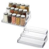 FAIRHOME Set of 2 3-Tier Spice Rack Organizer Clear Storage Shelf for Kitchen, Bathroom, Bedroom and Office, Home Storage and Organization
